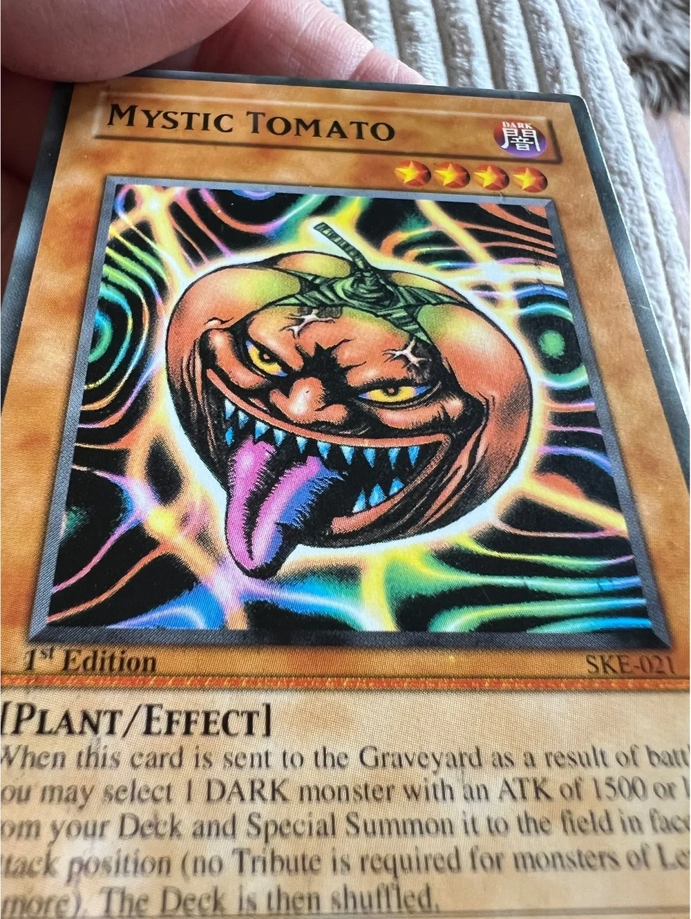 Yu-Gi-Oh! Card Holo 1st edition super rare Mystic Tomato
